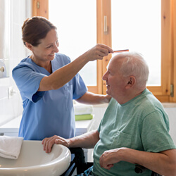 Nurse caregiver helping Mental Health Care patient